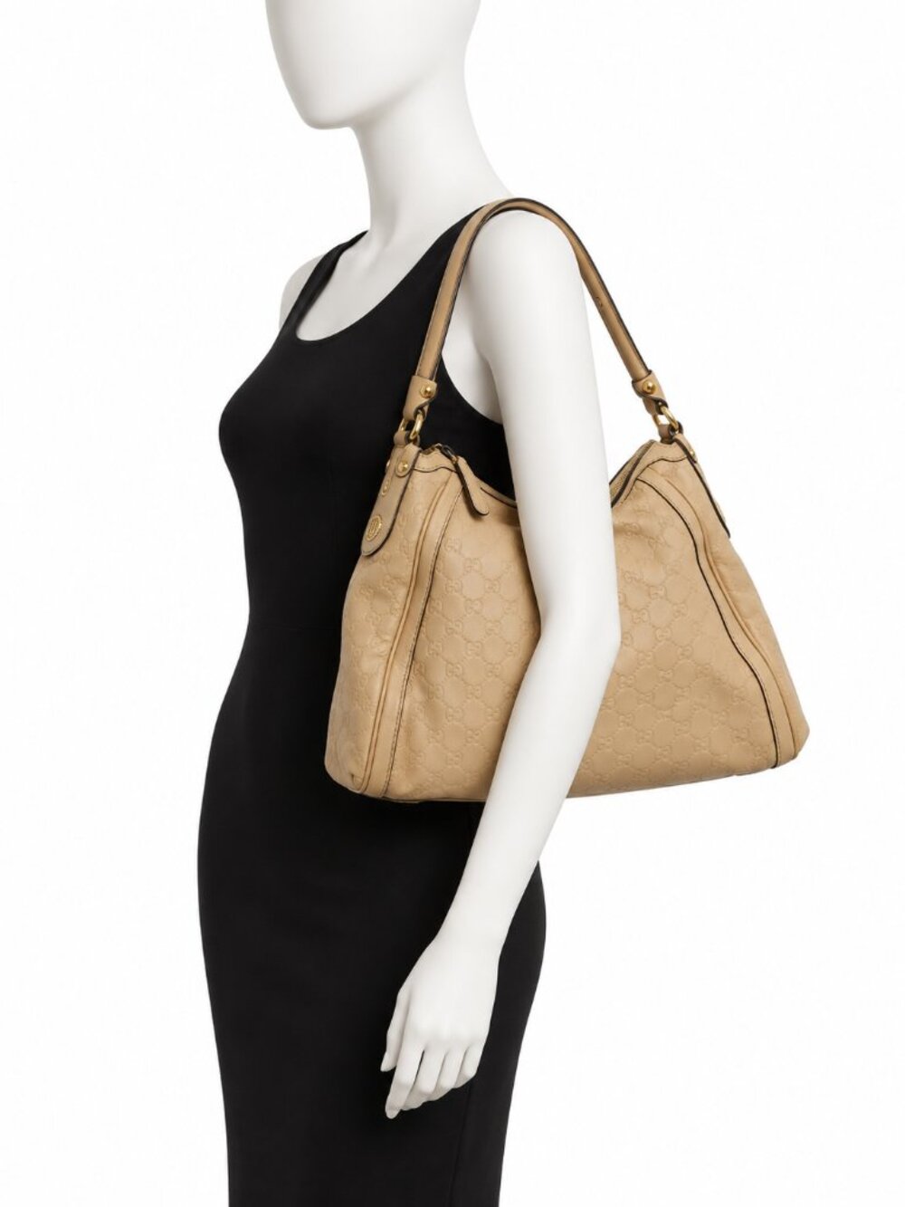 Gucci Guccissima Leather Hobo Shoulder Bag Beige Large Tote 282297 - Picture 2 of 15